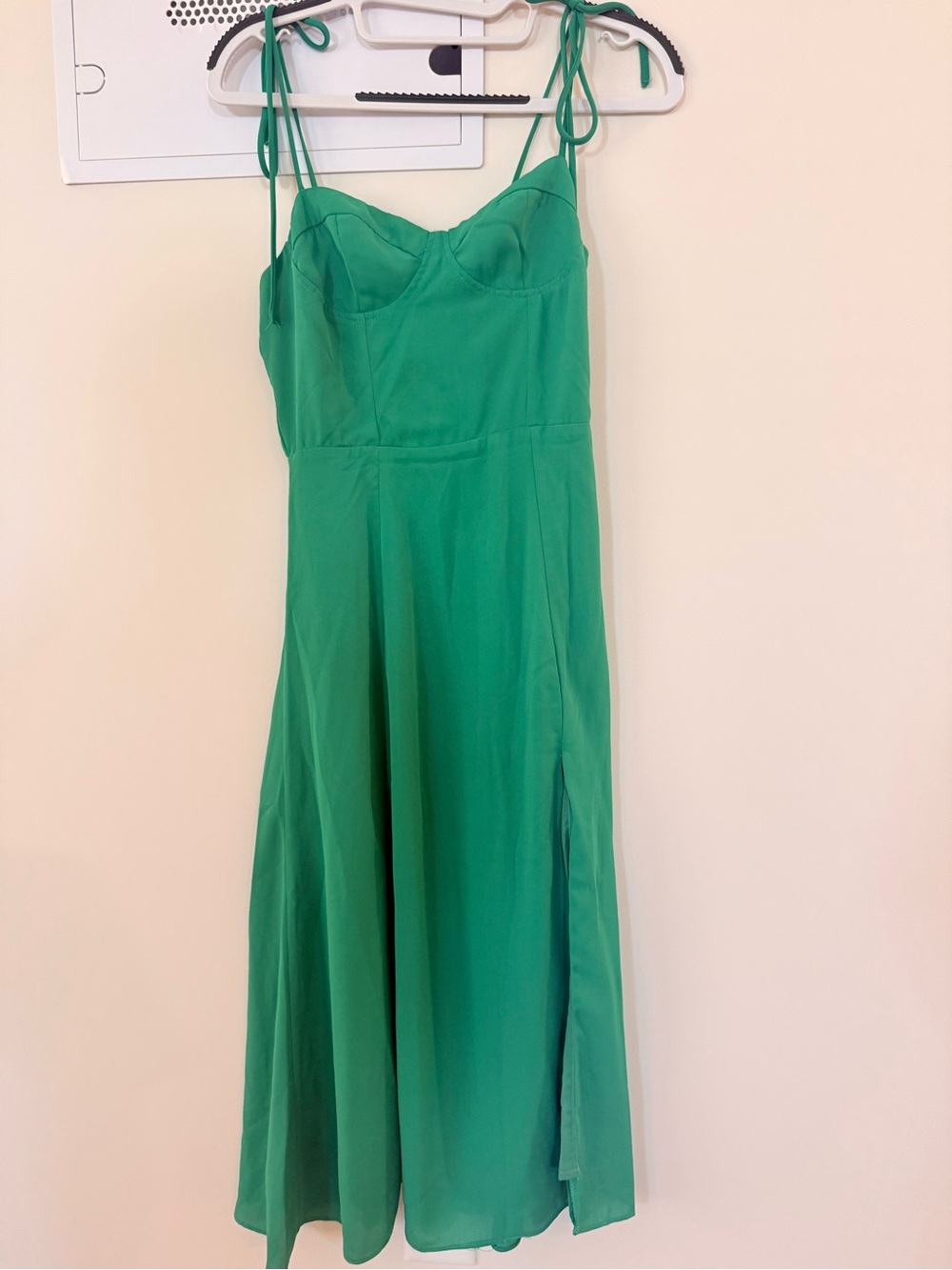 SHEIN Emerald Green Midi Dress with Tie Straps
